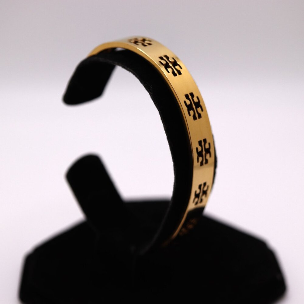 Tory Burch Gold Logo Cuff Bracelet π - Picture 2 of 3